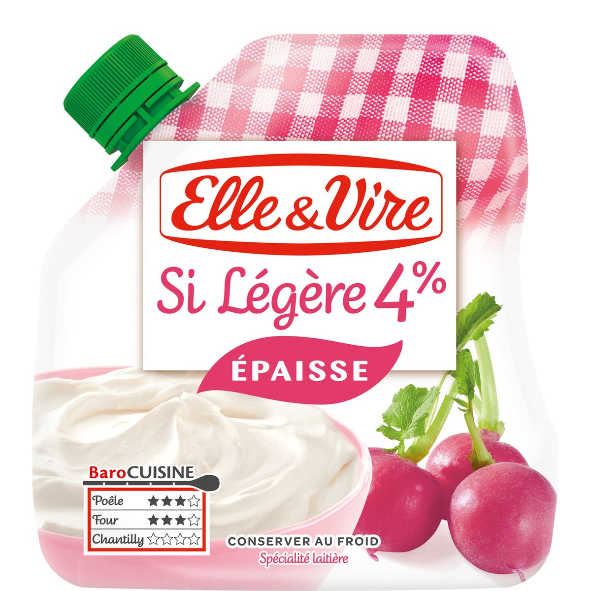 ELLE ET VIRE Elle & Vire crème fraîche épaisse légère 4%mg -322g
