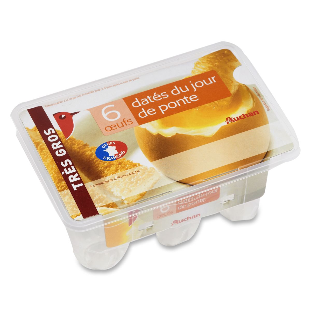 AUCHAN Auchan œufs datés du jour de ponte très gros x6 -450g