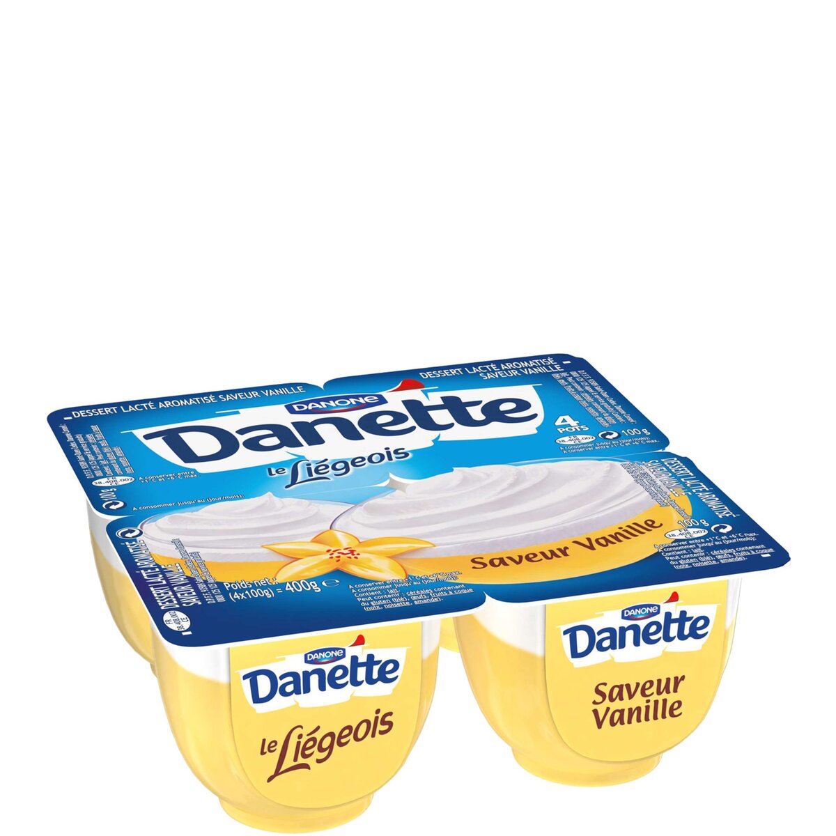 DANETTE Danette liégeois saveur vanille 4x100g