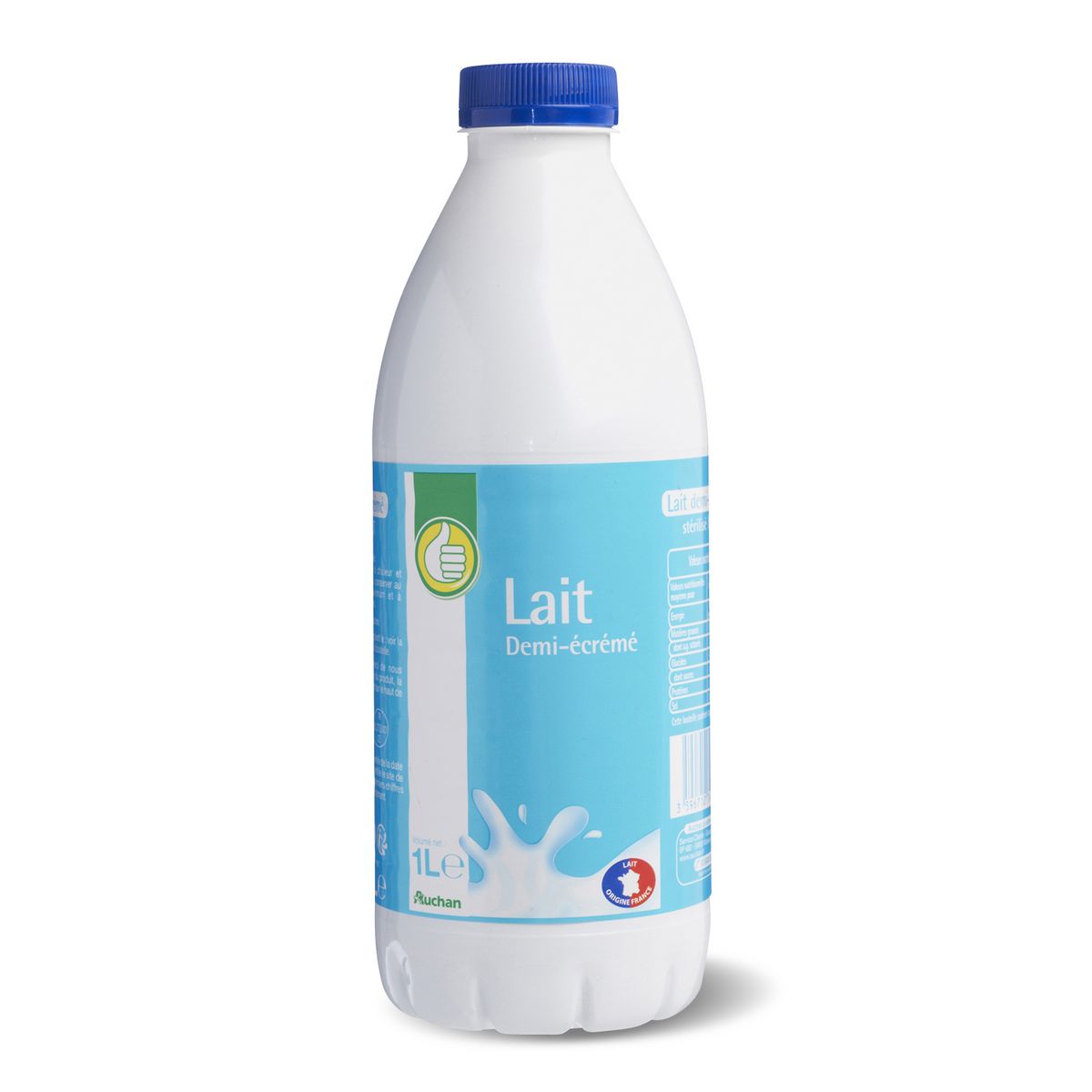 AUCHAN Lait demi-écrémé  1l