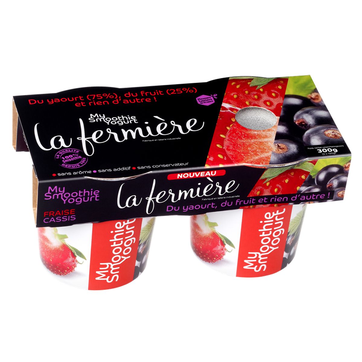 LA FERMIERE La Fermière smoothie fraise cassis 2x150g