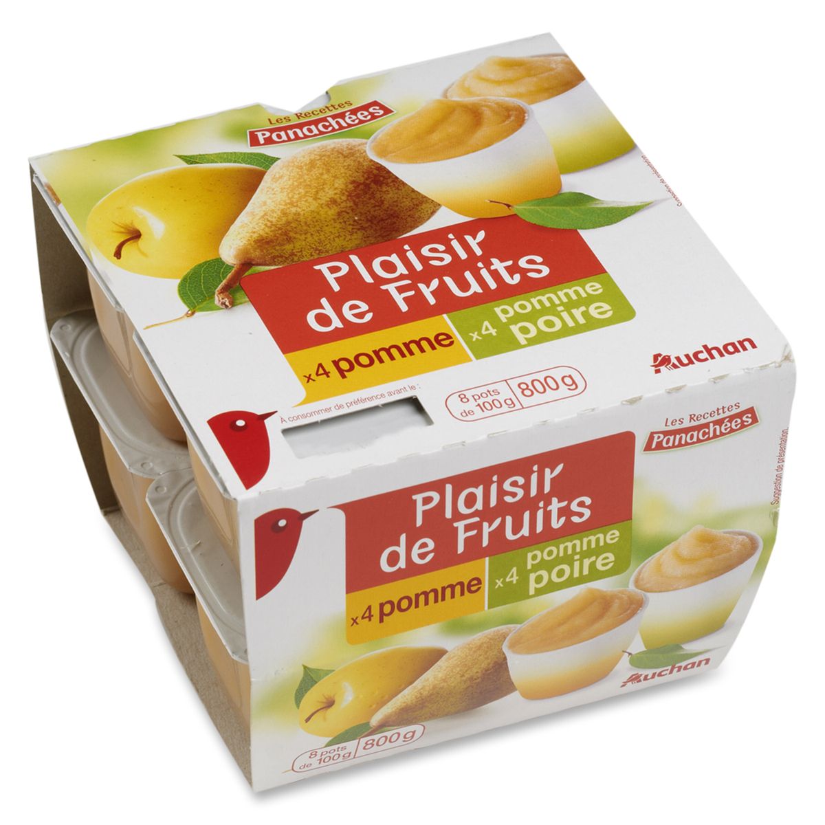 AUCHAN Compote pomme et pomme poire 8x100g