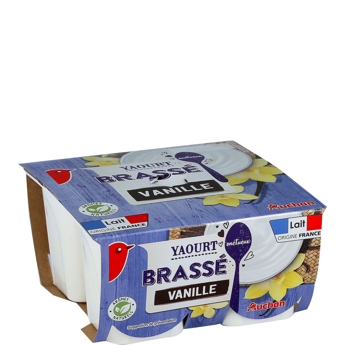 AUCHAN Yaourt brassé à la vanille 4x125g