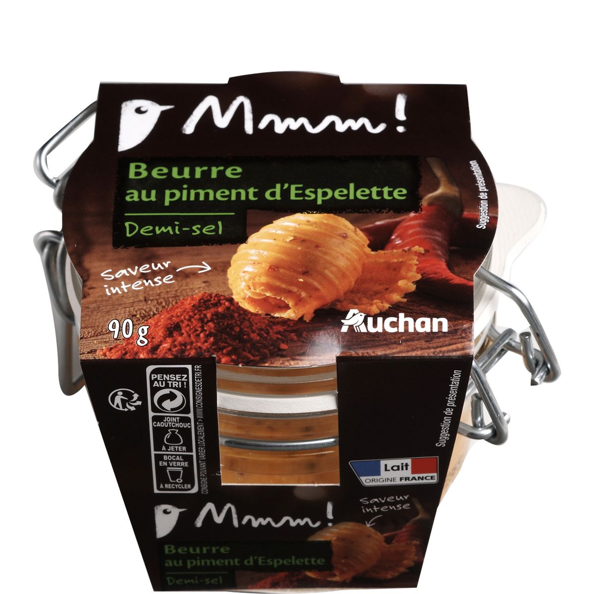 AUCHAN GOURMET Beurre demi-sel au piment d'Espelette 90g