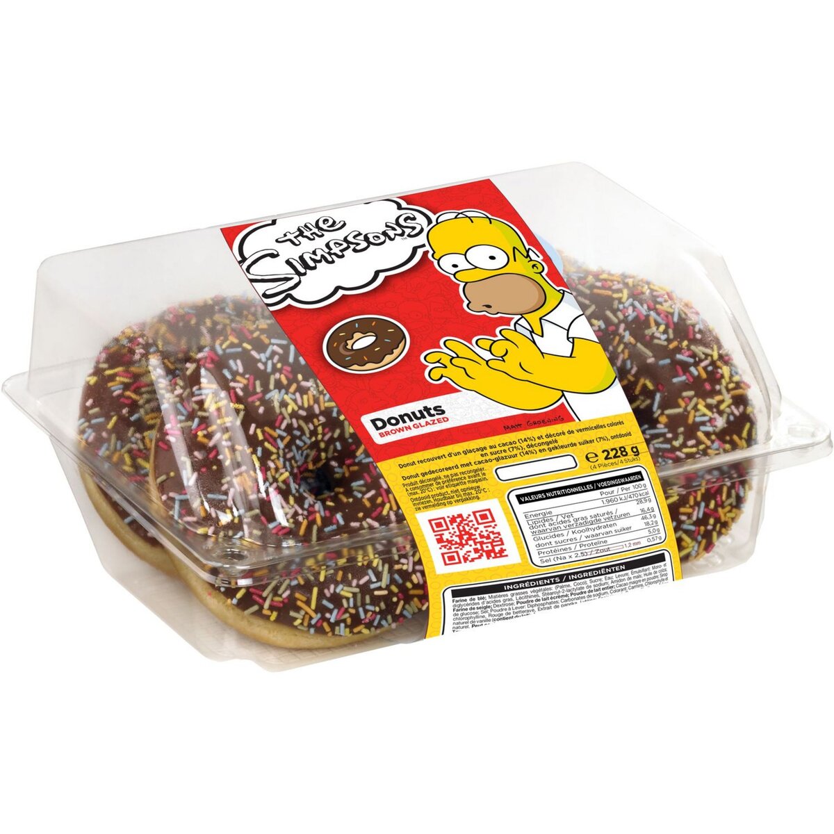 THE SIMPSONS Donuts recouvert d'un glaçage au cacao et vermicelles colorés en sucre 4 pièces 228g