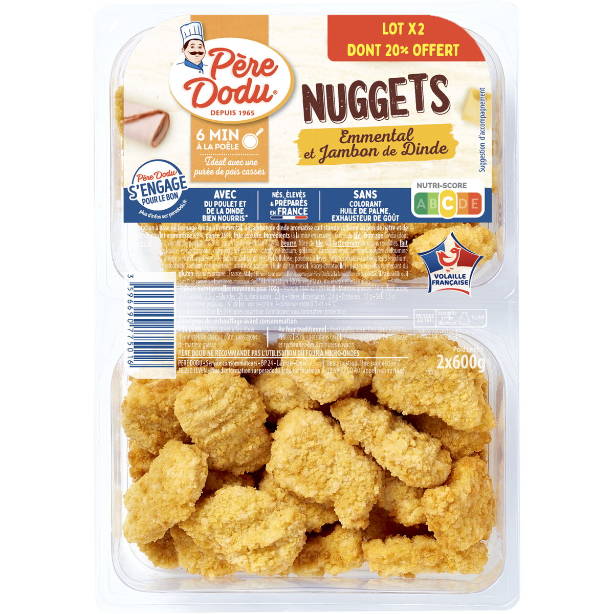 PERE DODU Père Dodu Nuggets jambon fromage 2X600g 2X600g