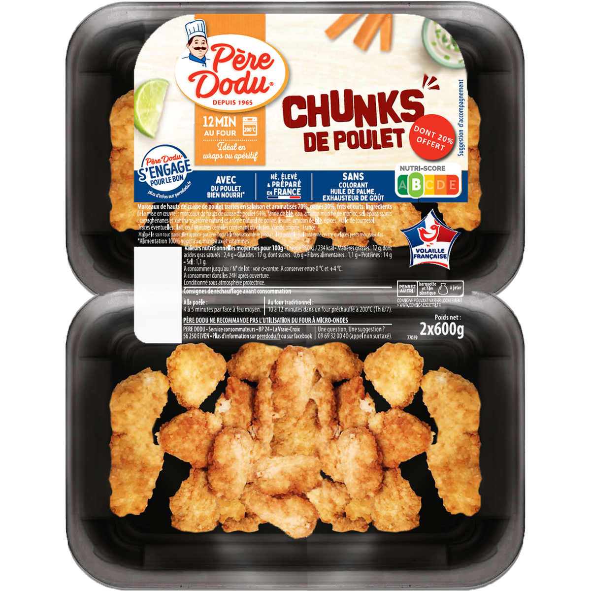 PERE DODU Père Dodu Chunks de poulet 2X600g 2X600g