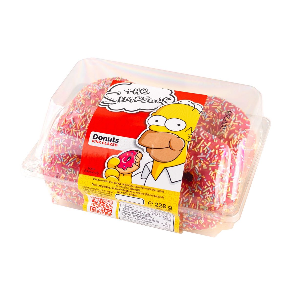 THE SIMPSONS Donuts recouvert d'un glaçage rose et vermicelles colorés en sucre 4 pièces 228g