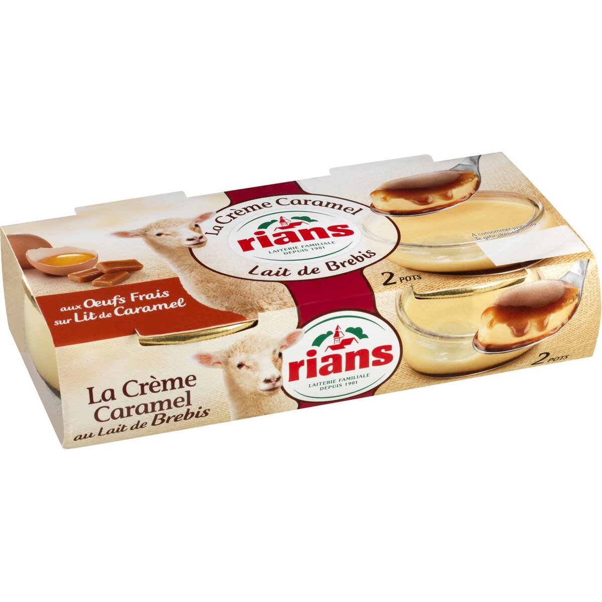 RIANS Rians Dessert la crème caramel au lait de brebis 2x96g 2x96g