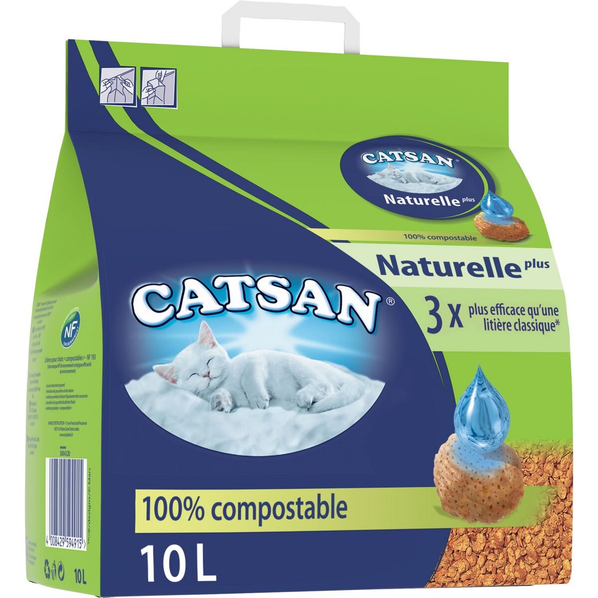 CATSAN Naturelle plus litière végétale 100% compostable pour chat 10l