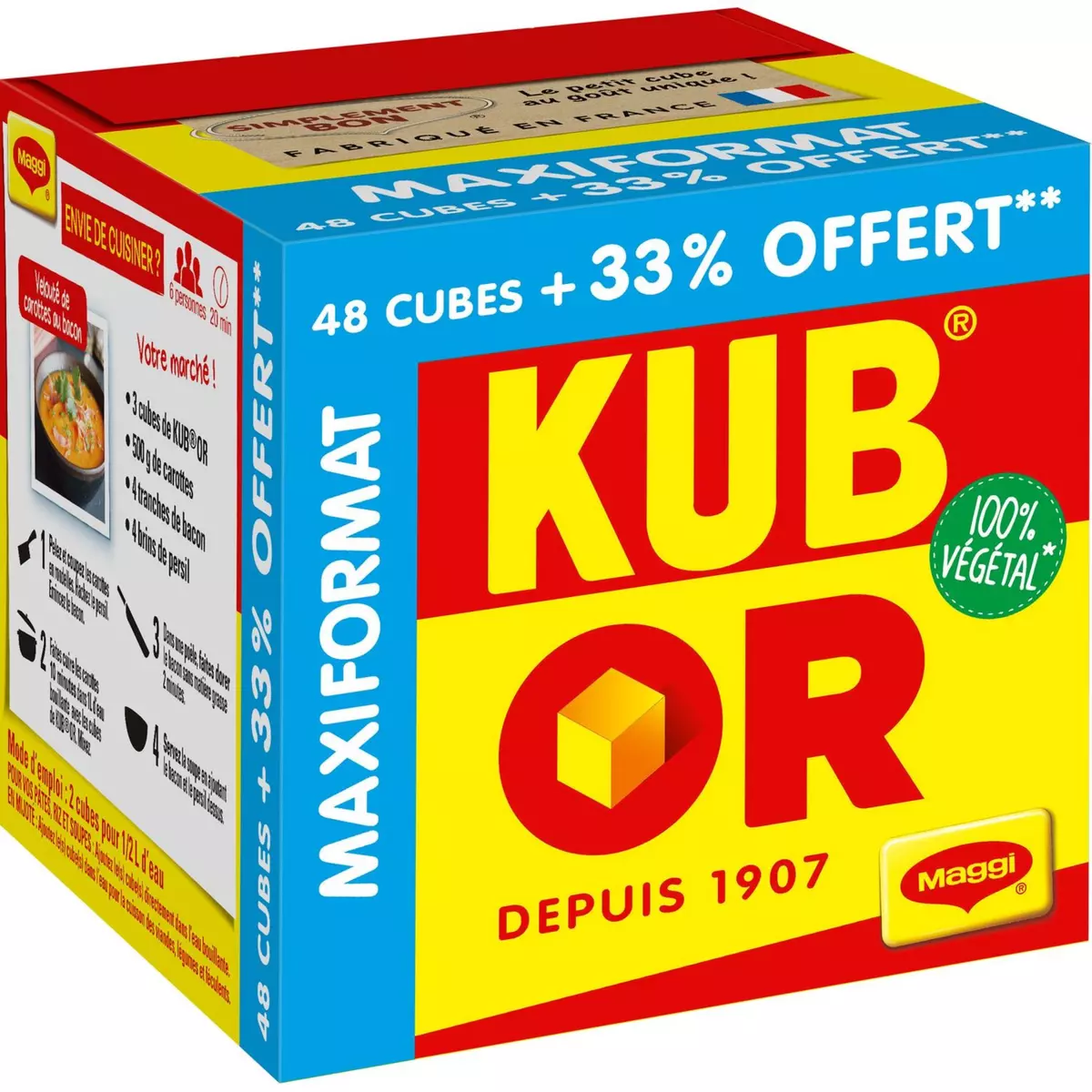 MAGGI Maggi Kub or 100% végétal +33% offert 380g 64 cubes 380g