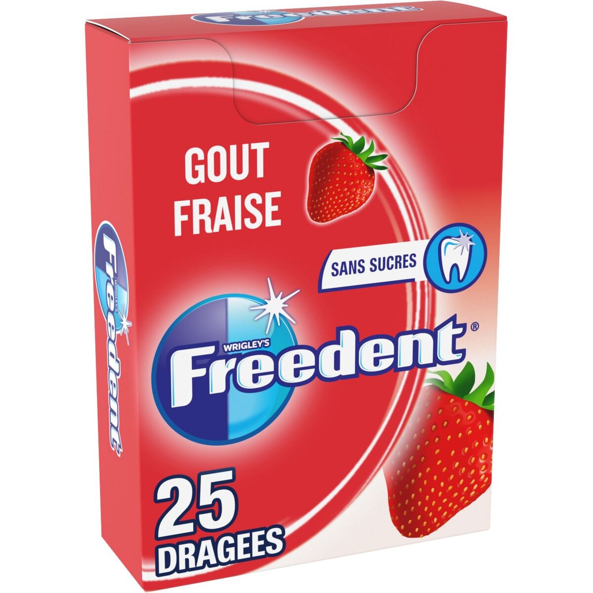 FREEDENT Chewing-gums sans sucres goût fraise 25 dragées 35g