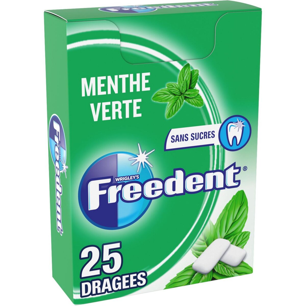 FREEDENT Chewing-gums sans sucres menthe verte 25 dragées 35g