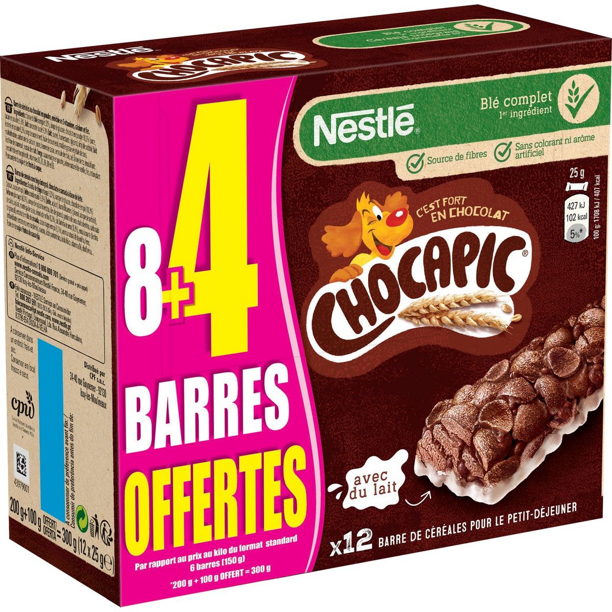CHOCAPIC Barres de céréales 8+4 offertes 12 barres 12x25g