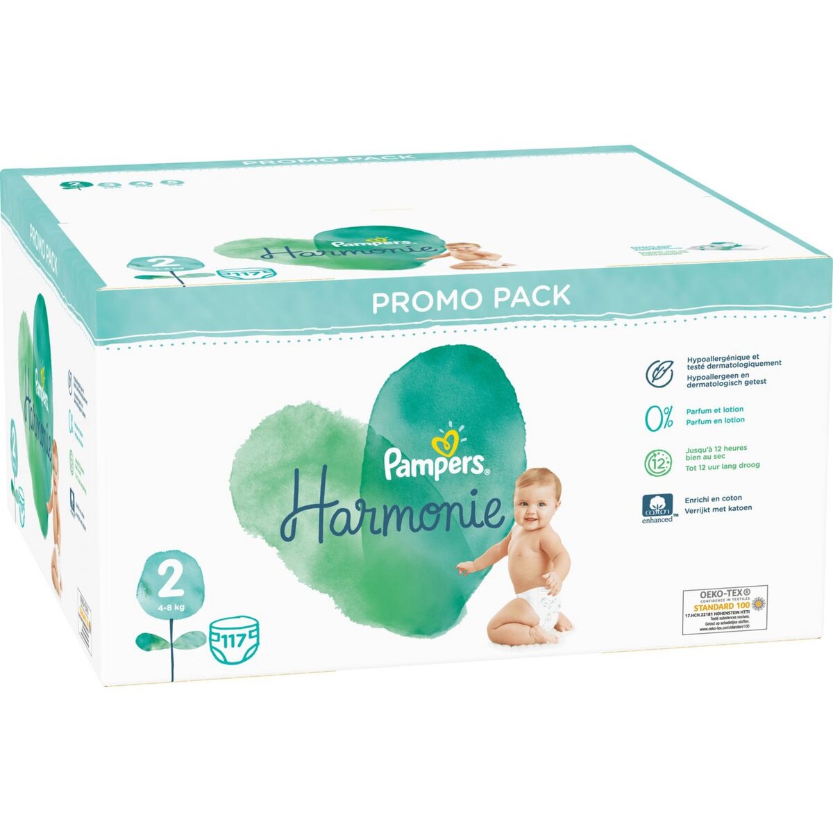 PAMPERS Couches Harmonie taille 2 (48kg) 117 couches pas cher Auchan.fr