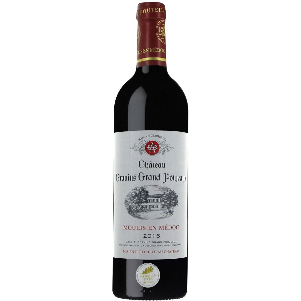 Vin rouge AOP Moulis-en-Médoc Château Granins grand Poujeaux 2016 75cl