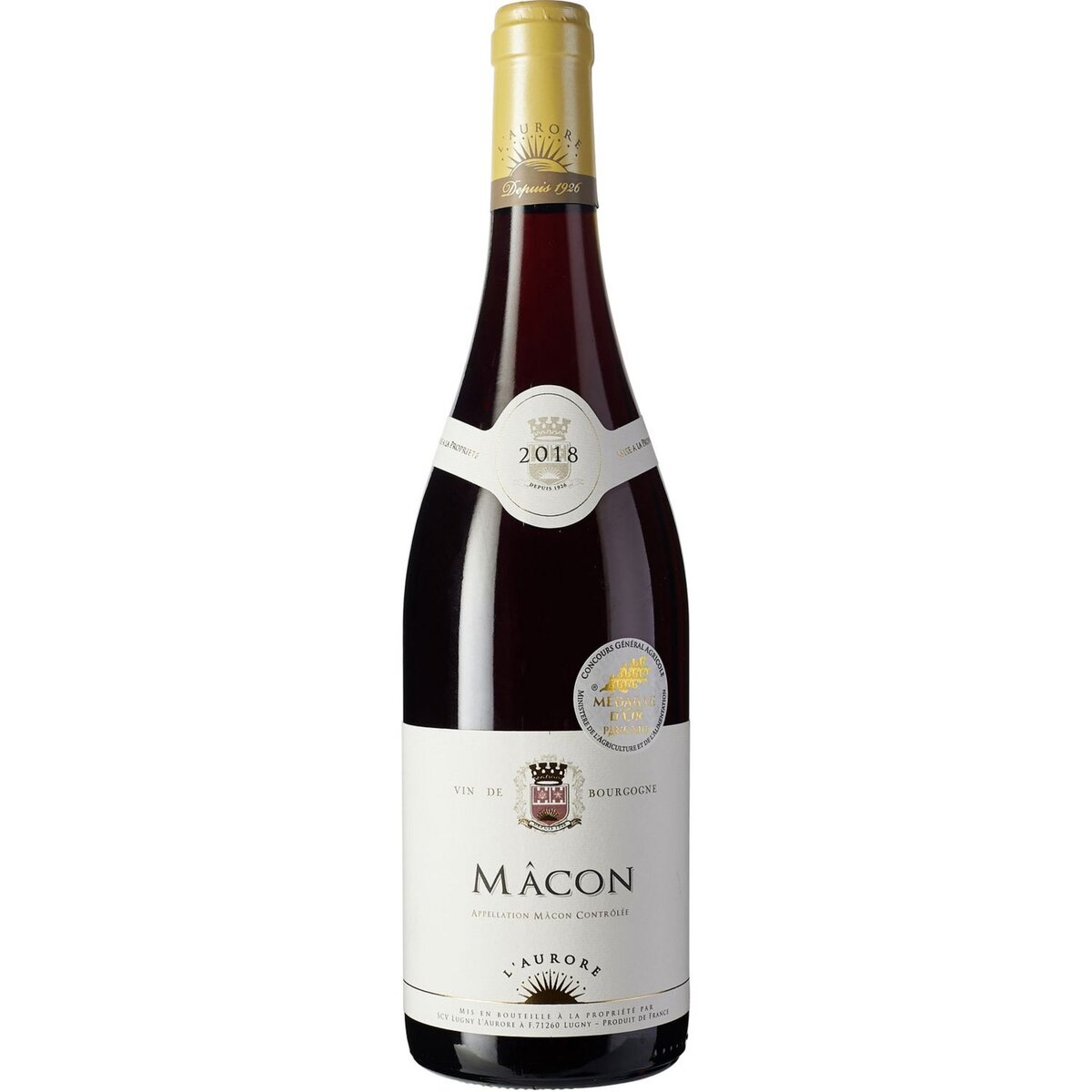 Vin rouge AOP Mâcon l'Aurore 2018 75cl