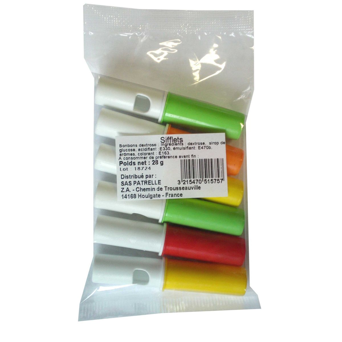 Sifflets dextrose 6 pièces 28g