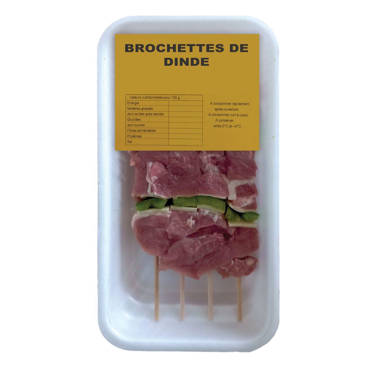Brochette de dinde 4 brochettes 380g