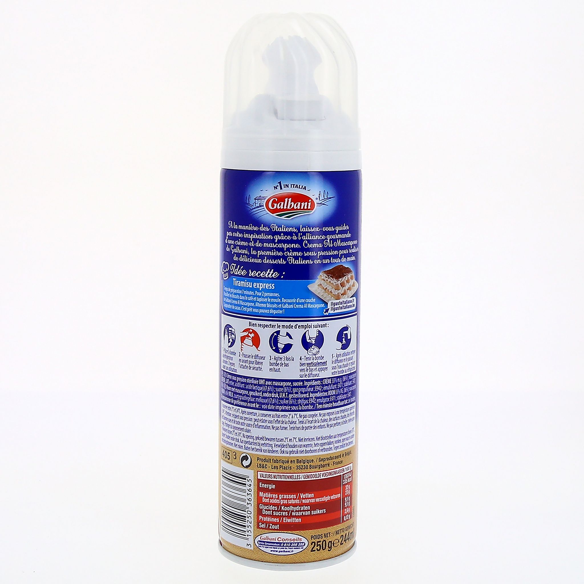 Voir la diapositive 4 : GALBANI Mascarpone en bombe 250g