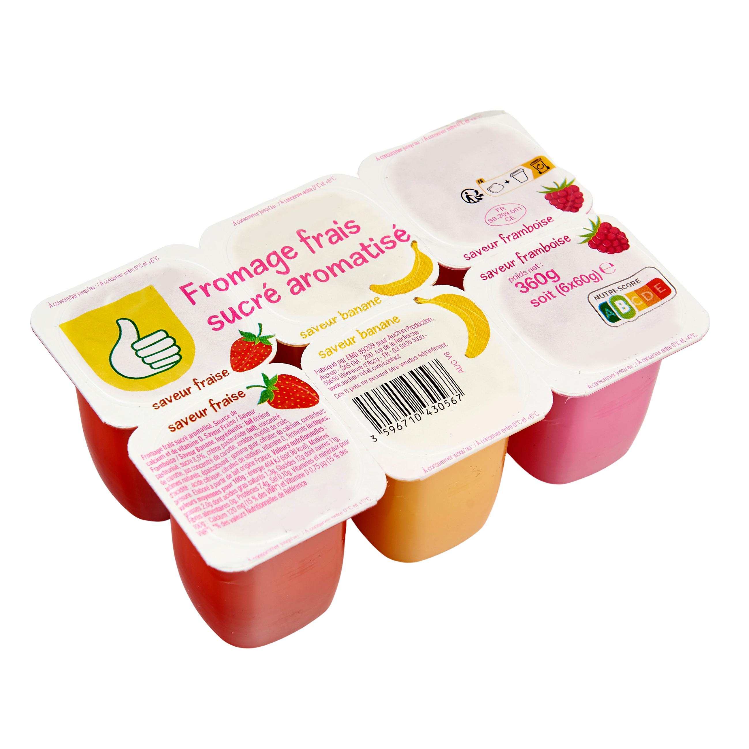Voir la diapositive 2 : POUCE Fromage frais aromatisé fraise framboise banane 6x60g