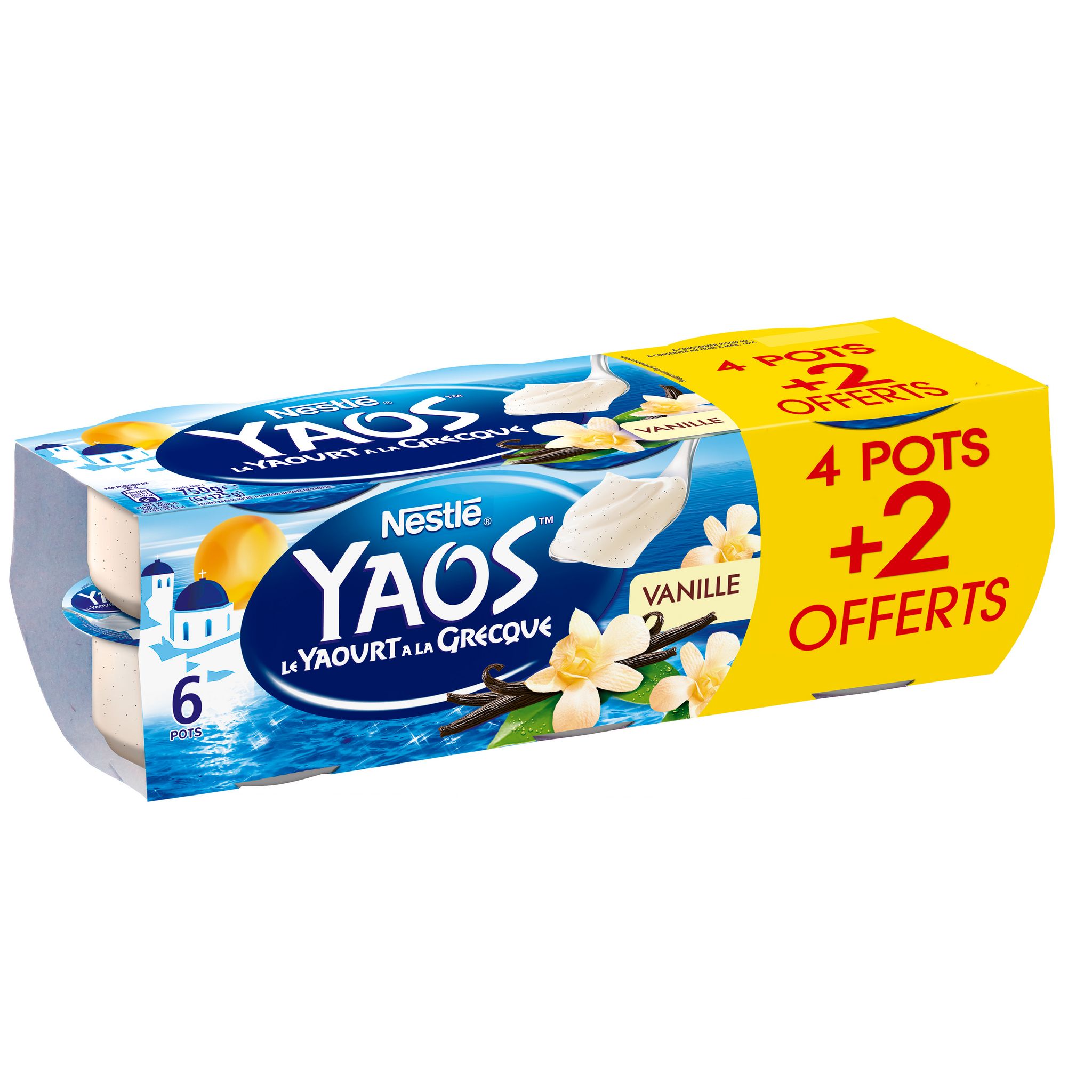 Voir la diapositive 2 : YAOS Yaourt à la grecque vanille 4+2 offerts 6x125g