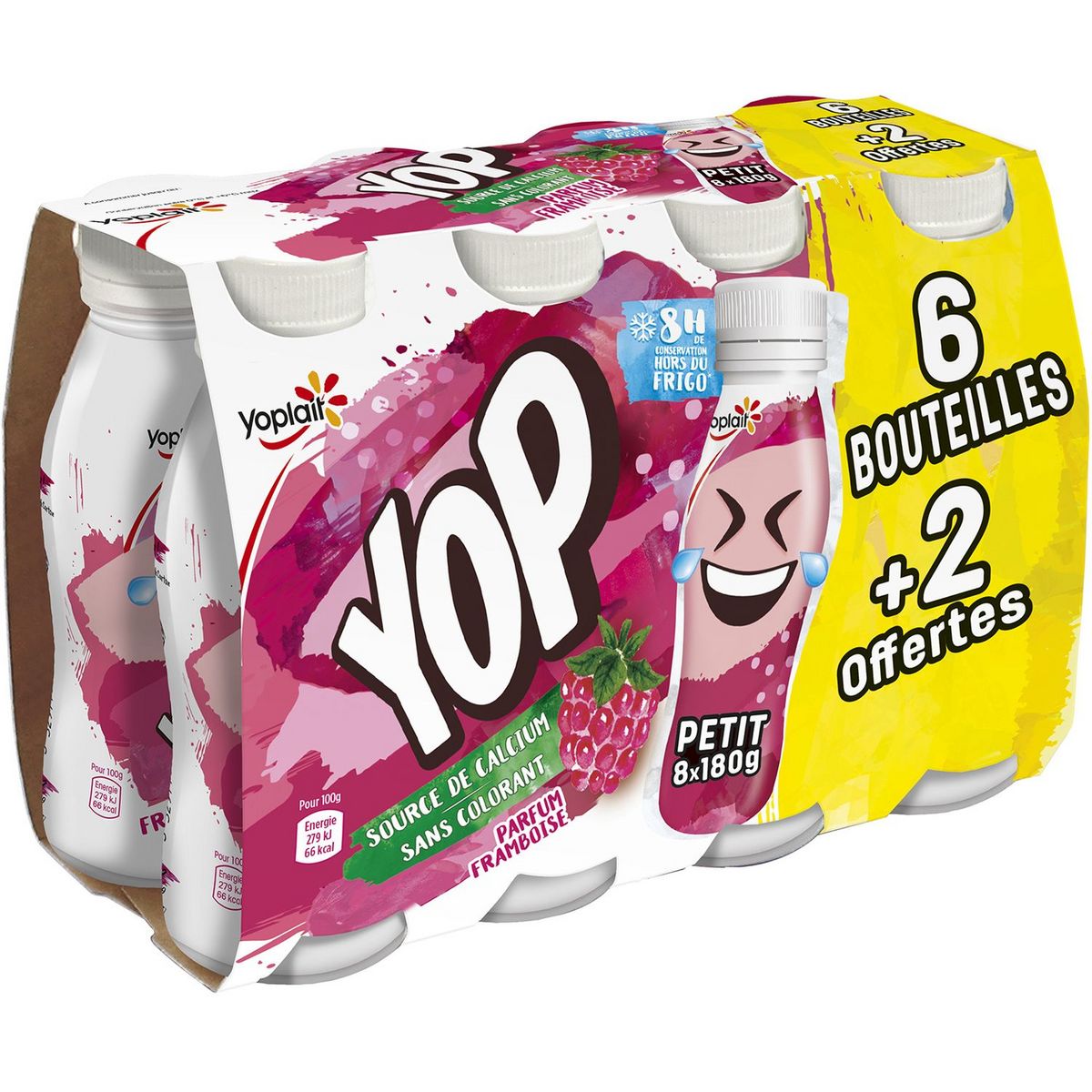 PTIT YOP Yaourt à boire à la framboise 8x180g