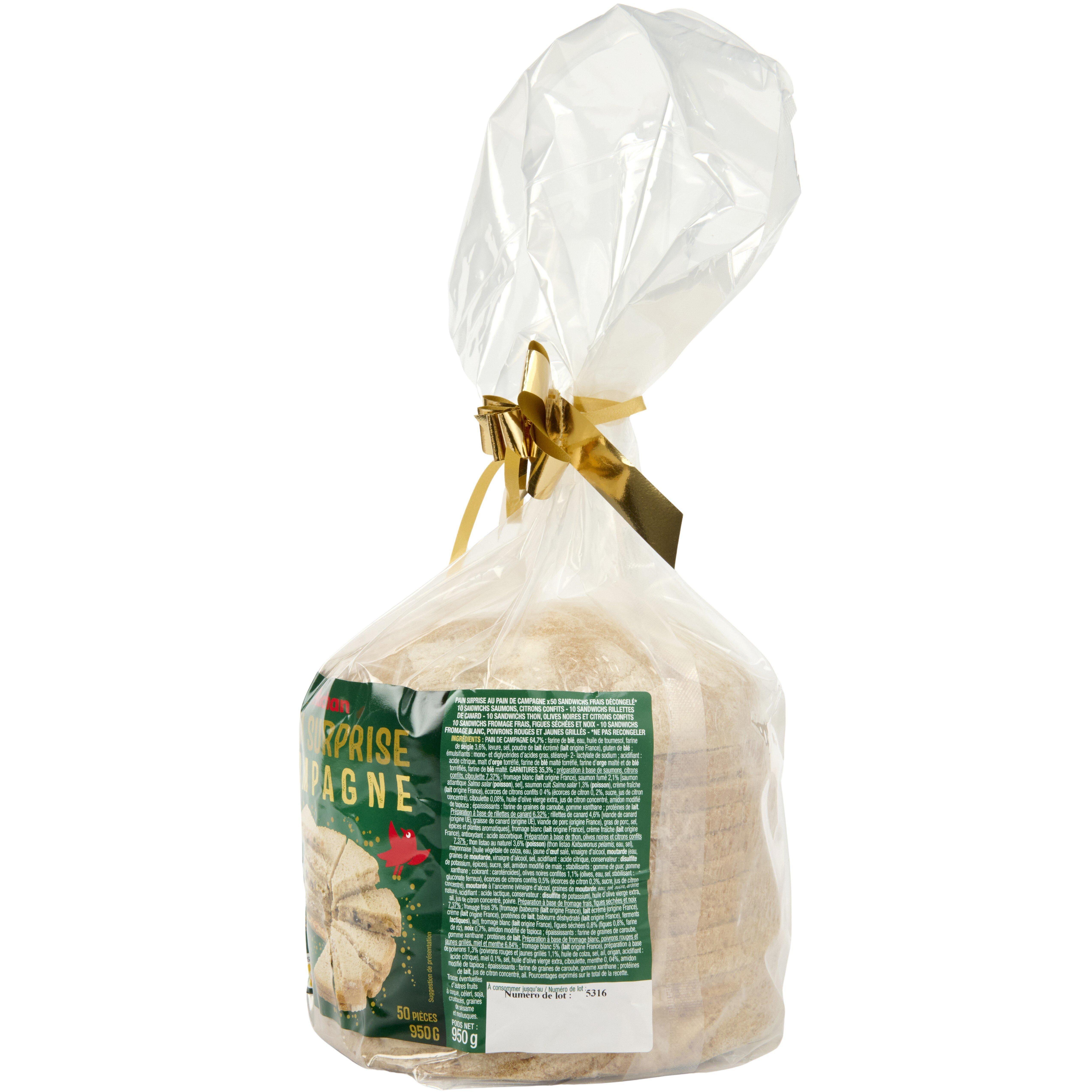Voir la diapositive 5 : AUCHAN Pain surprise campagne 50 parts 950g