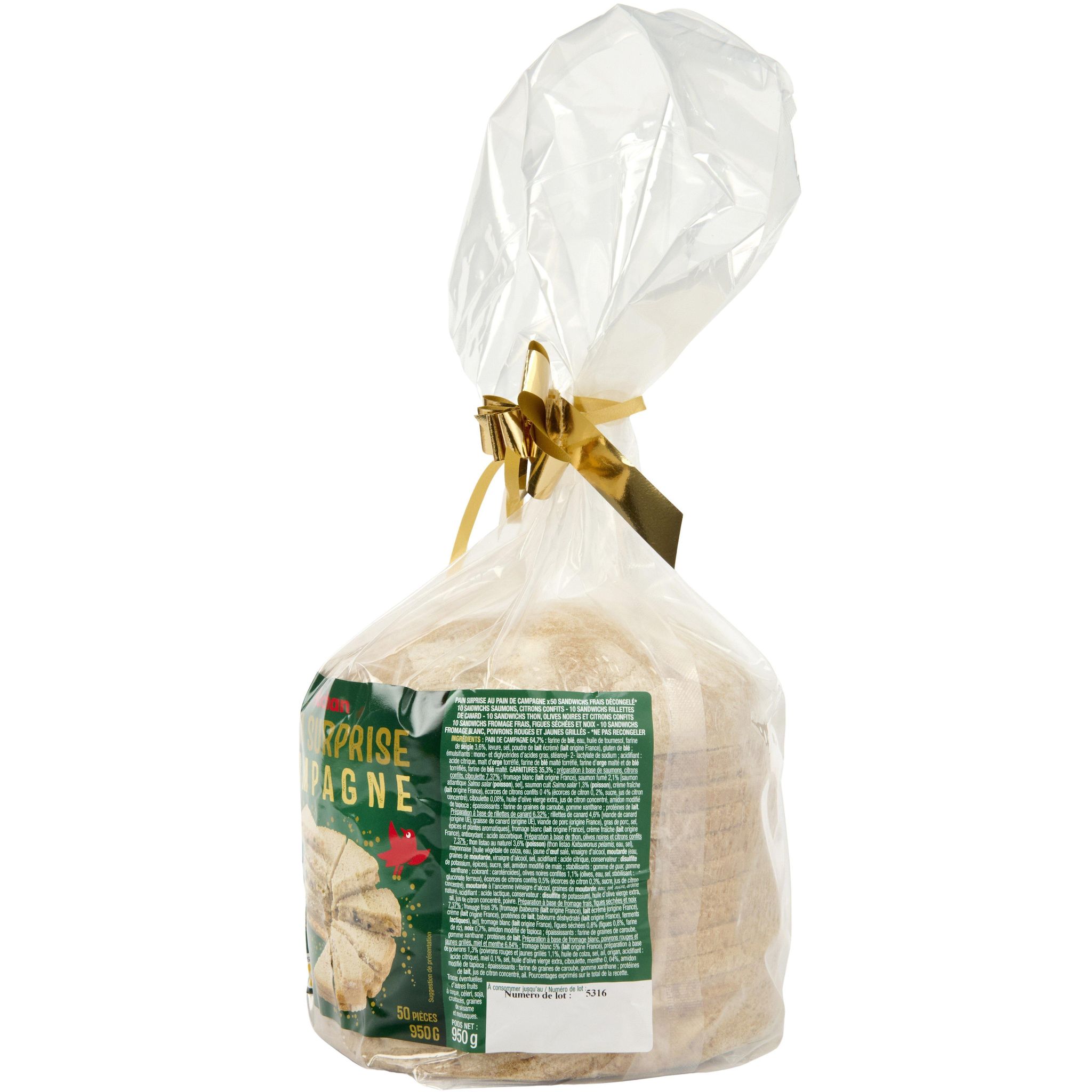 Voir la diapositive 5 : AUCHAN Pain surprise campagne 50 parts 950g