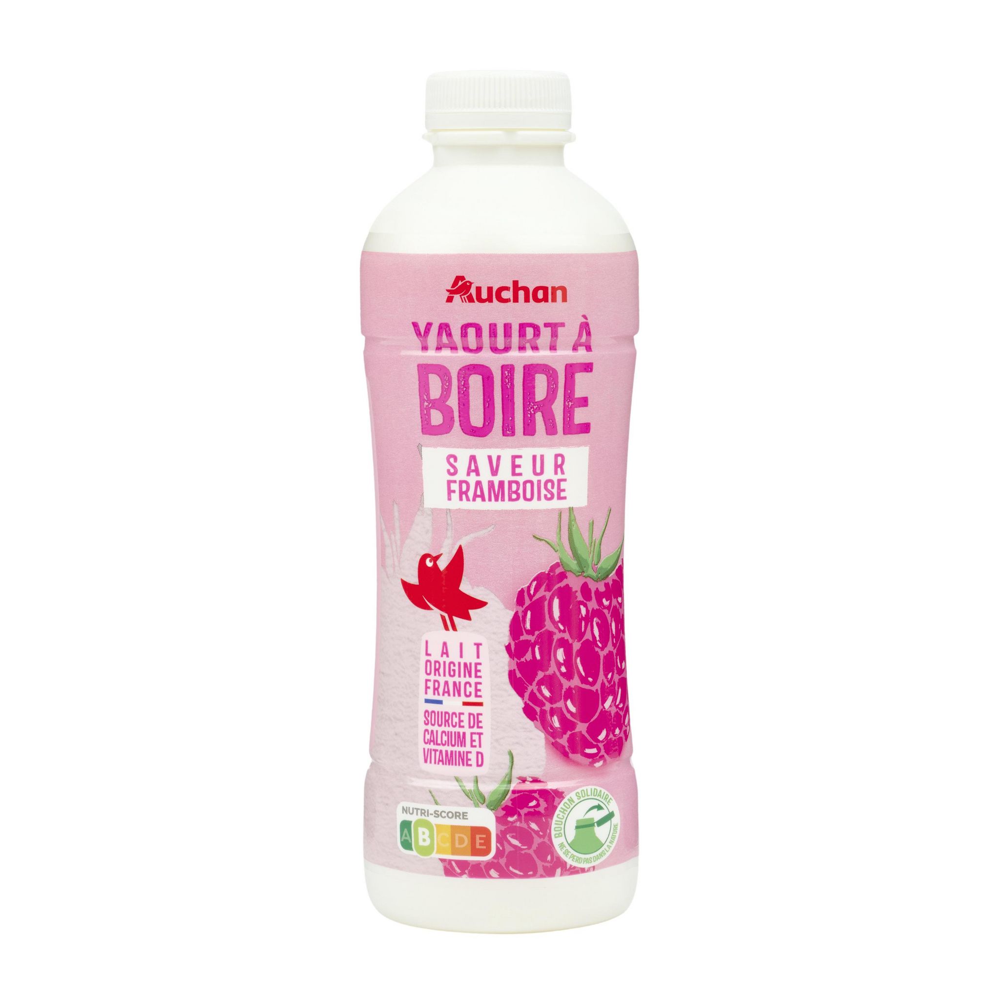 Voir la diapositive 2 : AUCHAN Yaourt à boire sucré goût framboise 850g