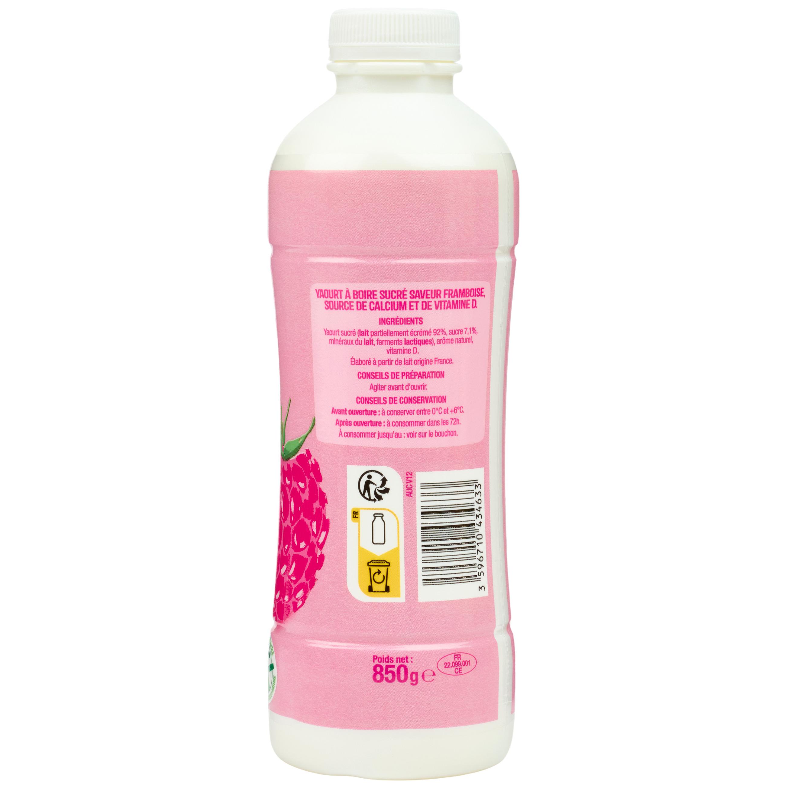 Voir la diapositive 4 : AUCHAN Yaourt à boire sucré goût framboise 850g