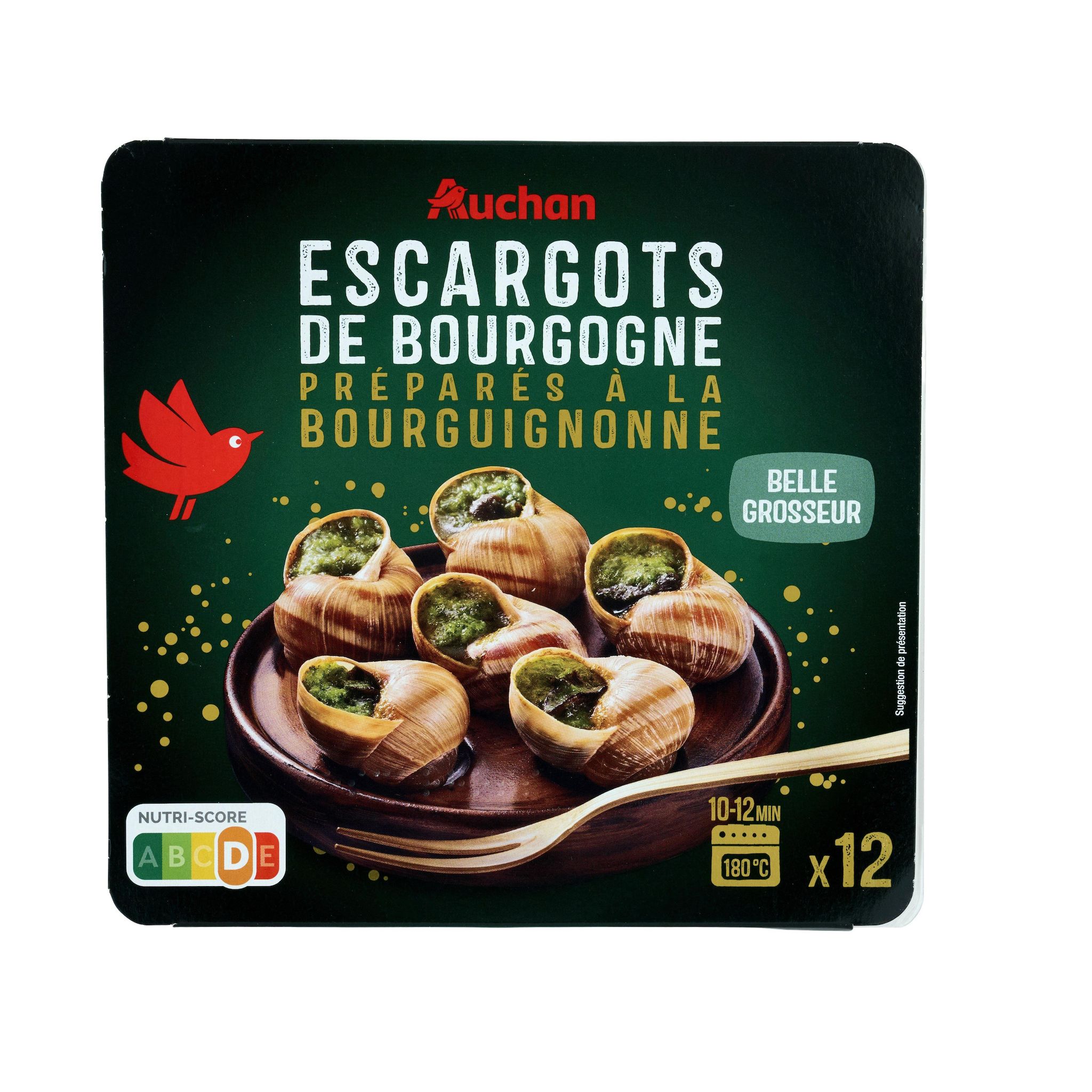 Voir la diapositive 3 : AUCHAN Escargots de Bourgogne préparés à la Bourguignonne 12 pièces 89g