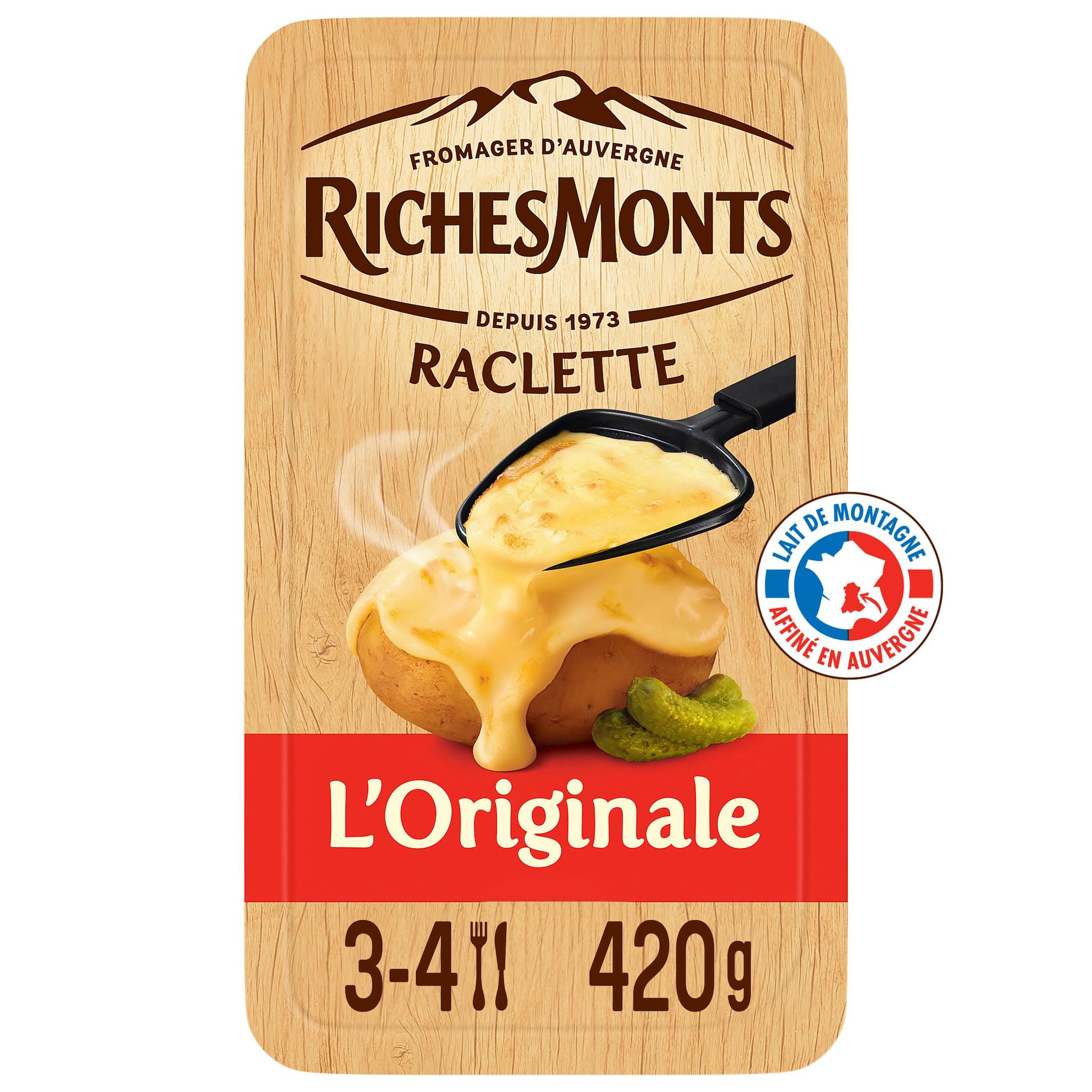 Voir la diapositive 2 : RICHESMONTS Fromage à raclette 16 tranches 420g