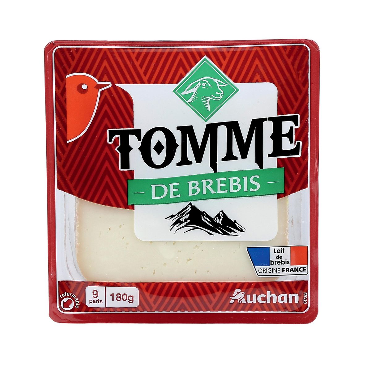 AUCHAN Tomme au lait de brebis pasteurisé 180 g