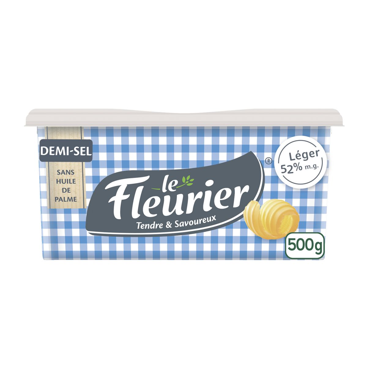 LE FLEURIER Margarine demi-sel tartine cuisine et pâtisserie 53% MG 500g