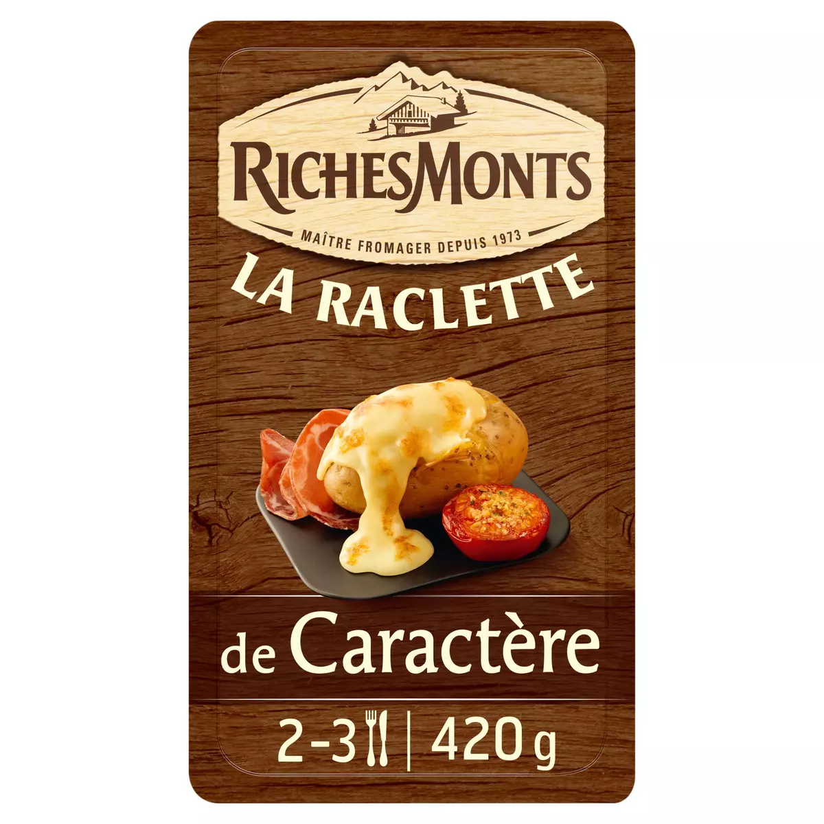 RICHESMONTS Fromage à raclette de caractère 16 tranches 420g
