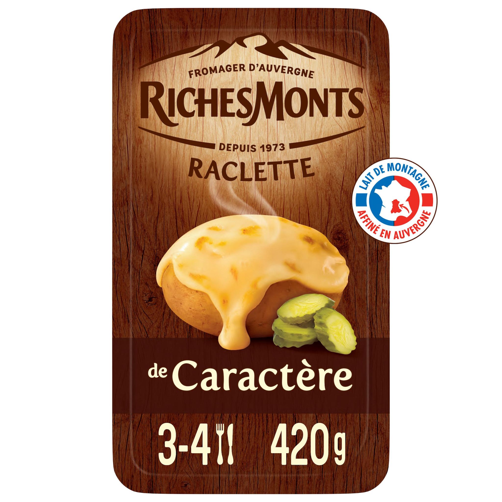 Voir la diapositive 2 : RICHESMONTS Fromage à raclette de caractère 16 tranches 420g