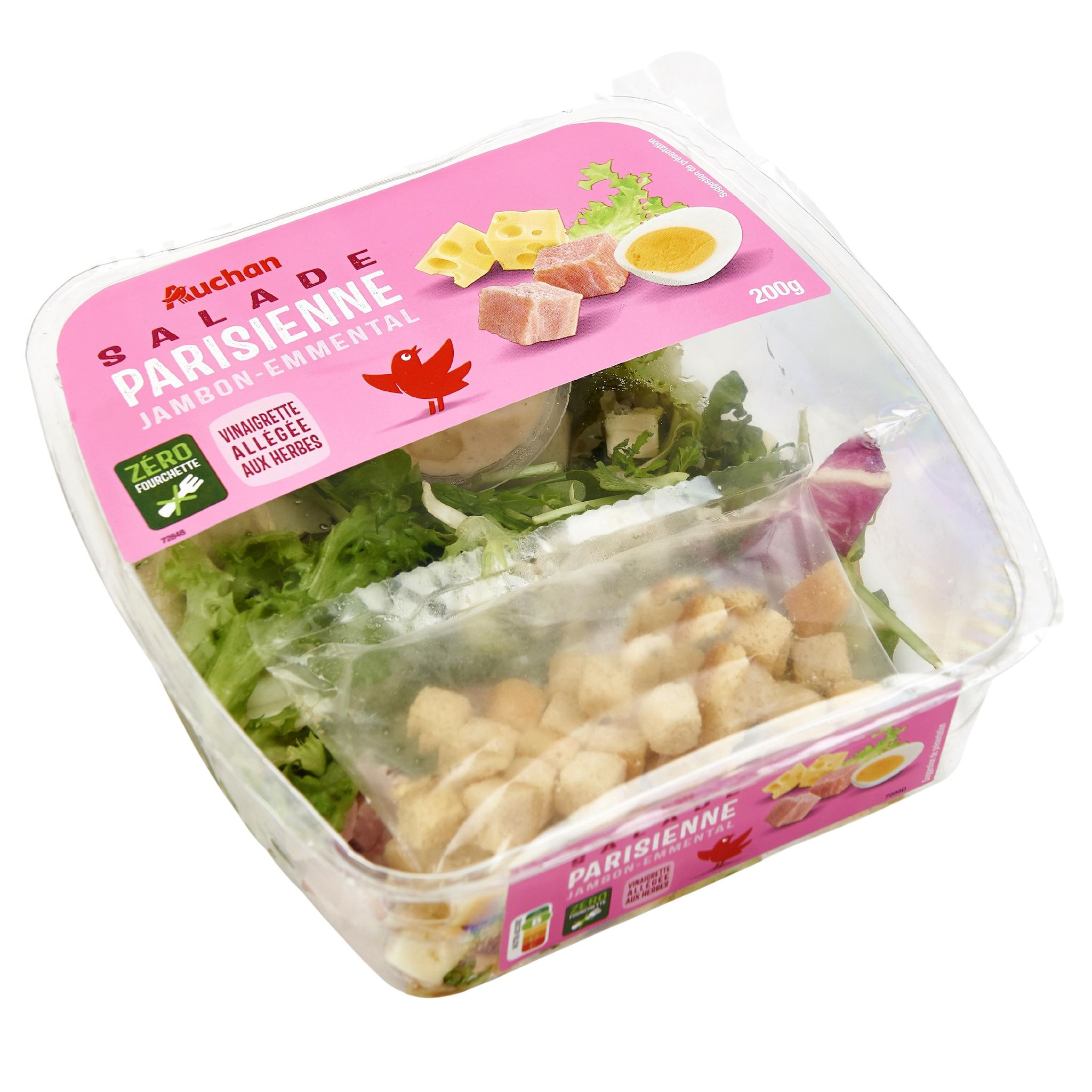Voir la diapositive 2 : AUCHAN Salade Parisienne jambon emmental 1 part 200g