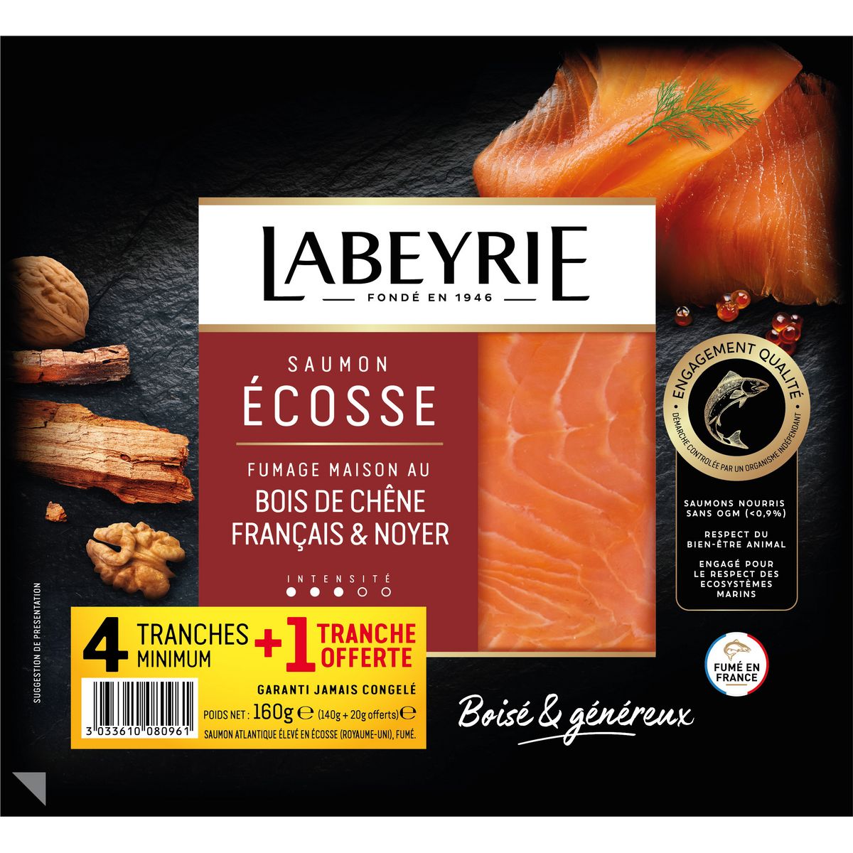 LABEYRIE Saumon fumé d'Ecosse 4 tranches + 1 offerte 160g
