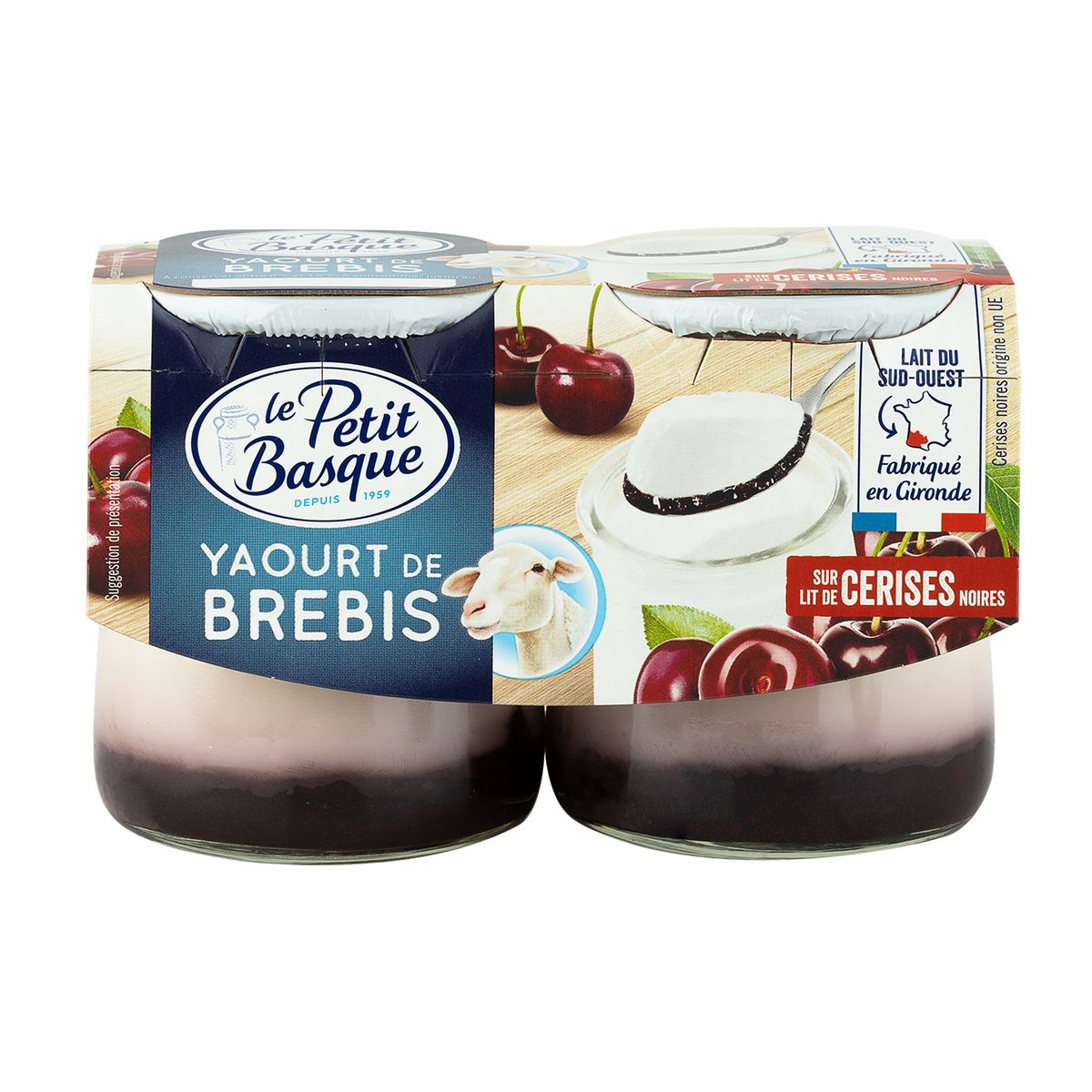 LE PETIT BASQUE Yaourt de brebis sur lit de cerises noires 2x125g