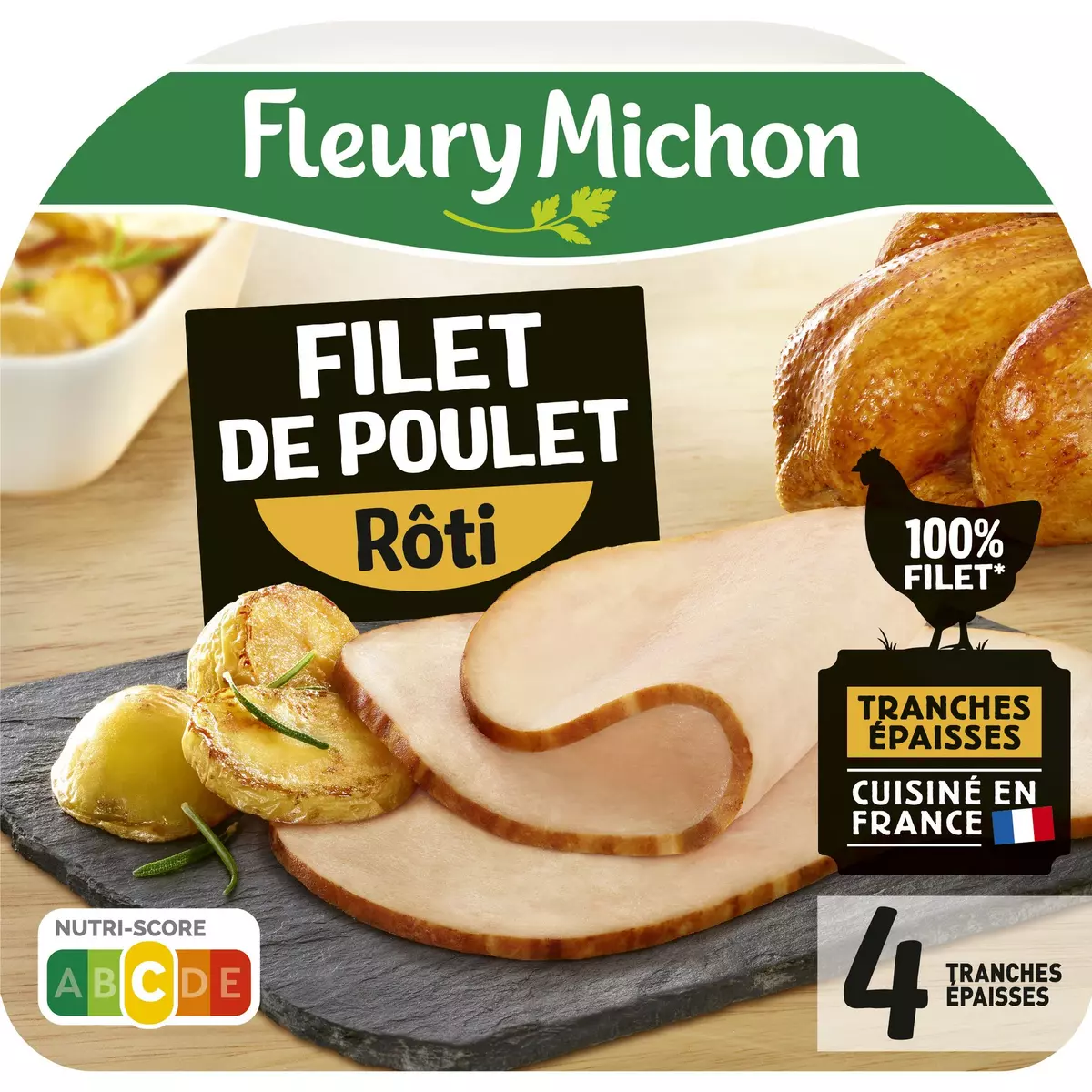 FLEURY MICHON Filet de poulet rôti 4 tranches 120g