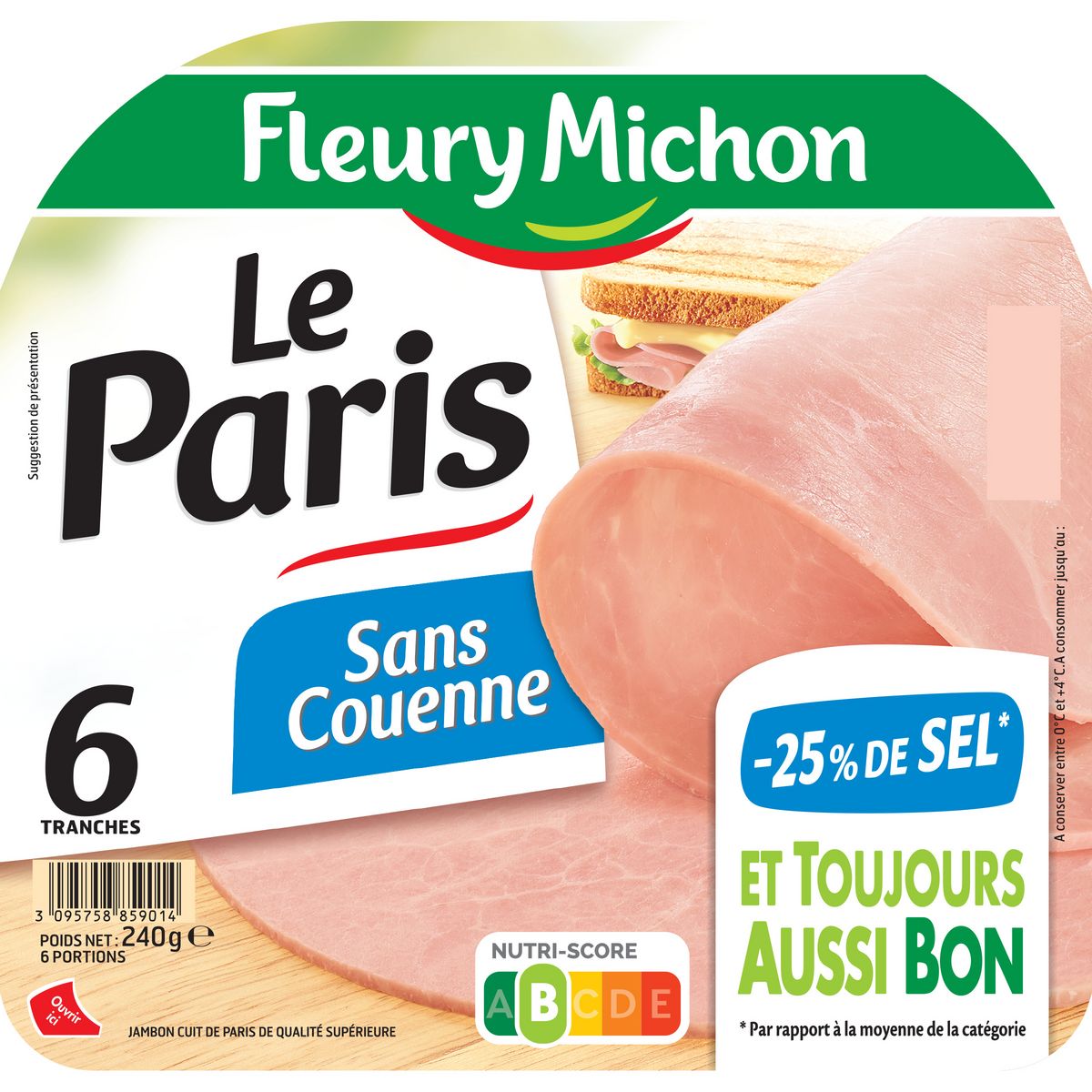 FLEURY MICHON Jambon sans couenne 6 tranches 240g