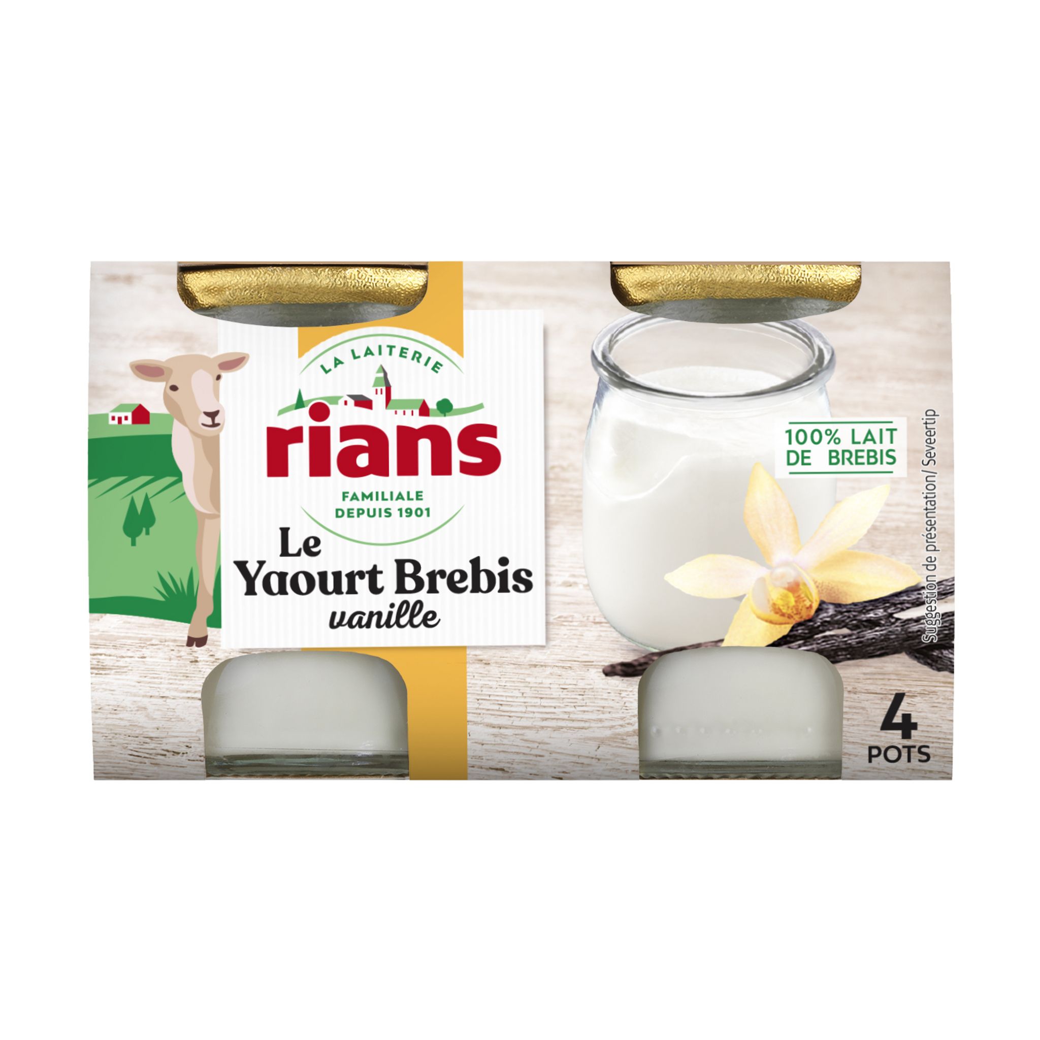 RIANS La Brebis yaourt aromatisé vanille 4x115g pas cher - Auchan.fr