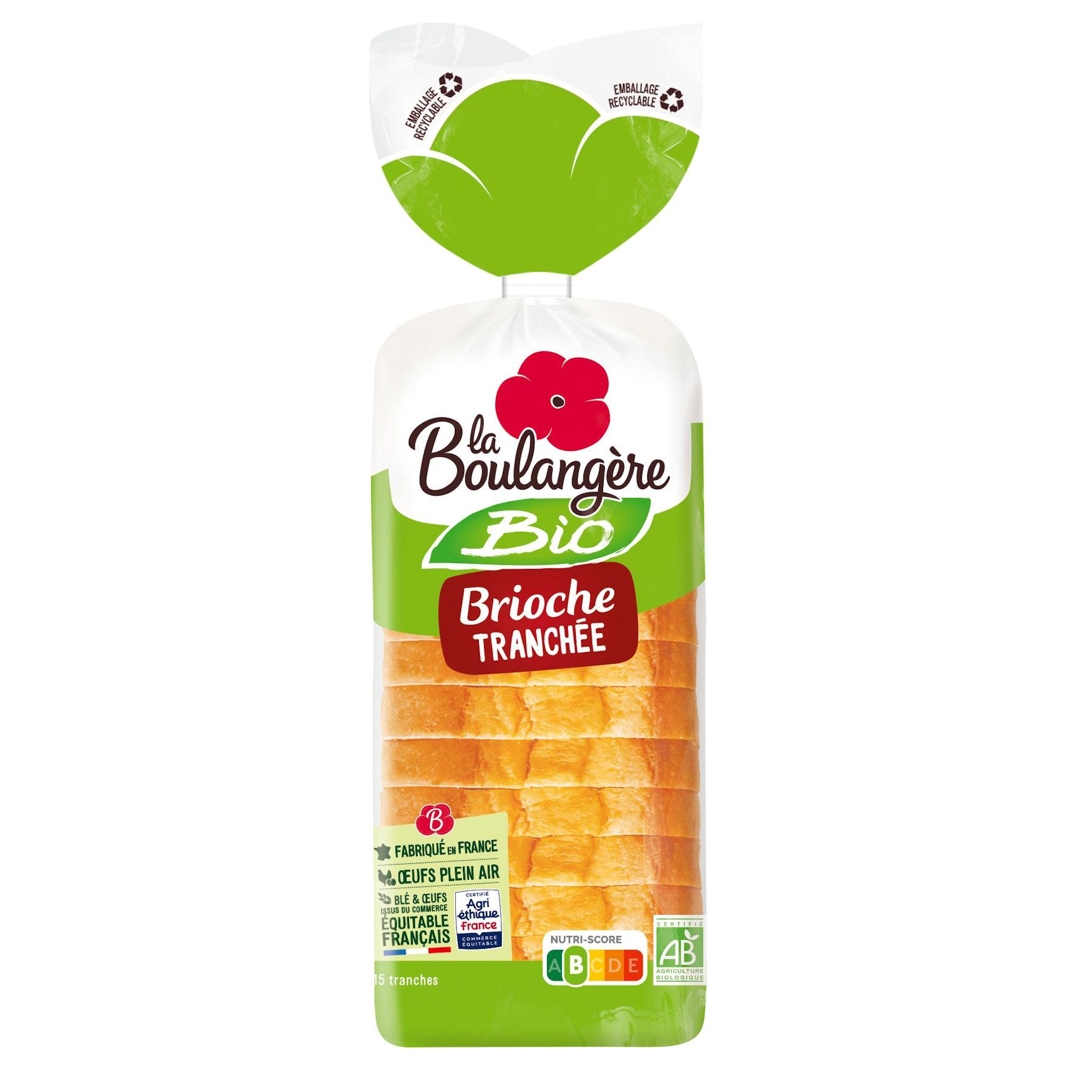 Voir la diapositive 2 : LA BOULANGERE Brioche tranchée bio 15 tranches 400g