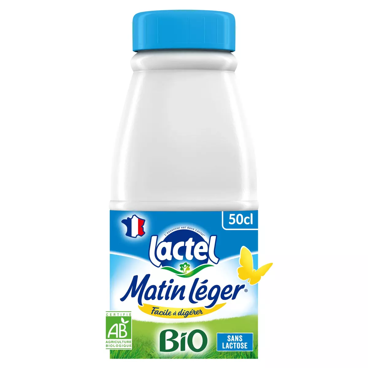 LACTEL Matin léger Lait bio facile à digérer sans lactose 50cl