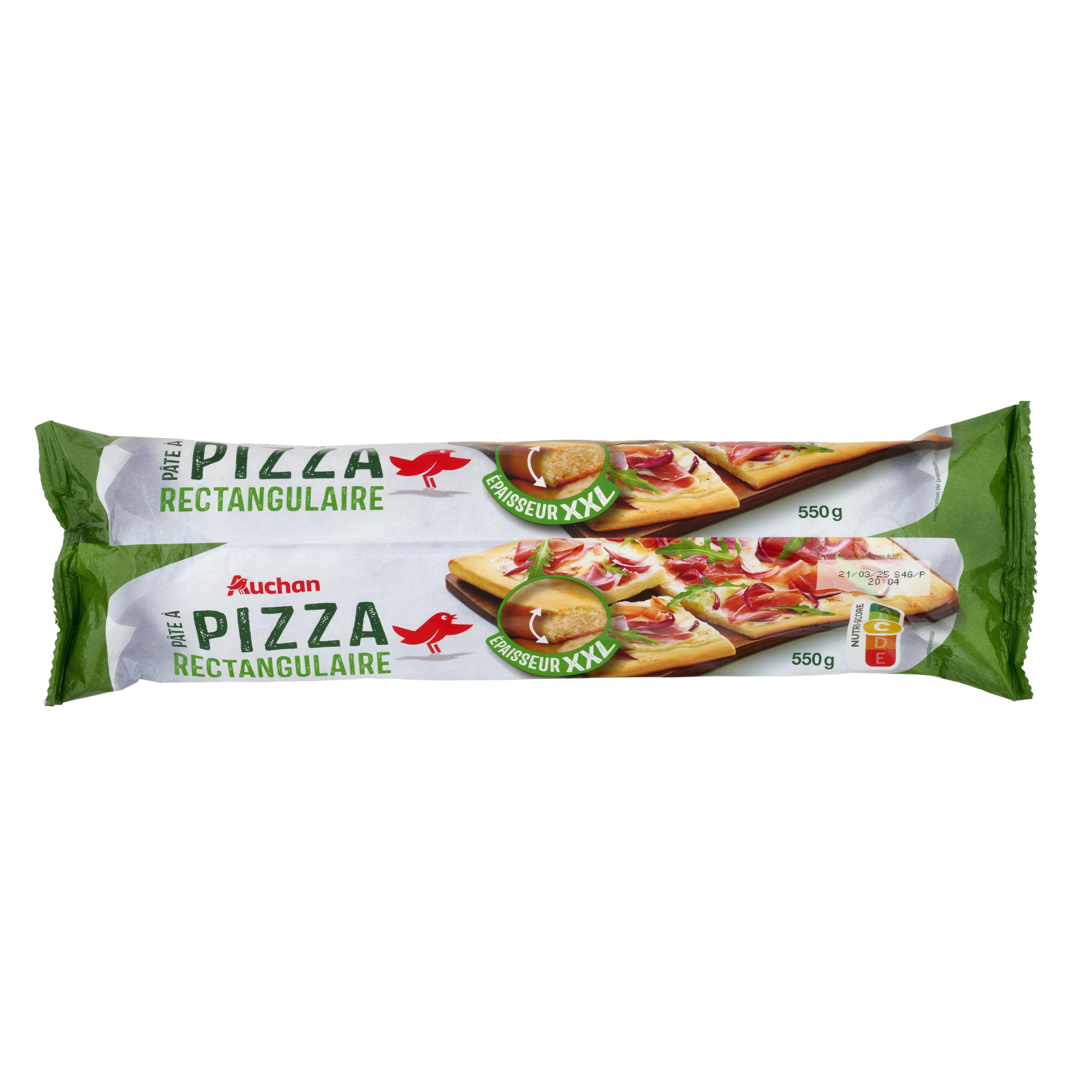 Voir la diapositive 2 : AUCHAN Pâte à pizza rectangulaire XXL 550g