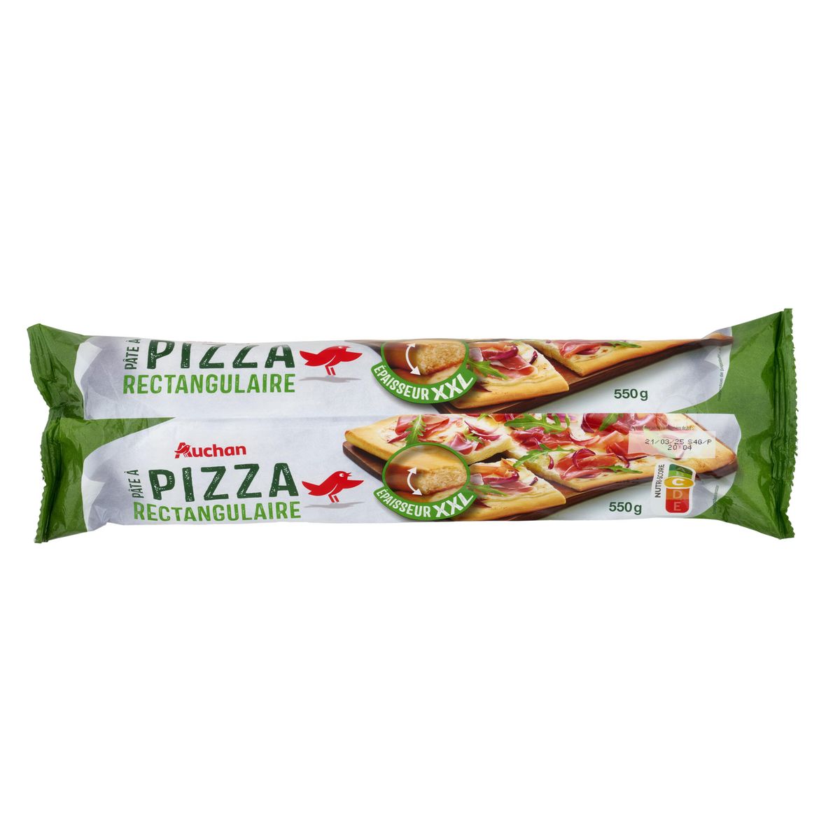 AUCHAN Pâte à pizza rectangulaire XXL 550g