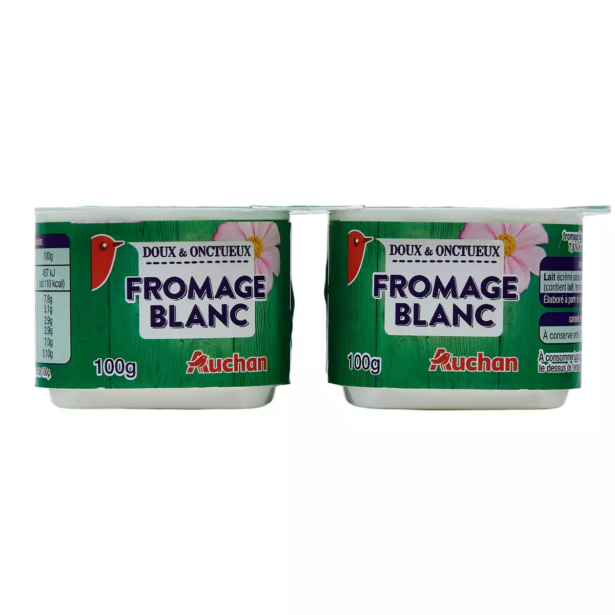 AUCHAN Fromage blanc 7.8%MG 4x100g