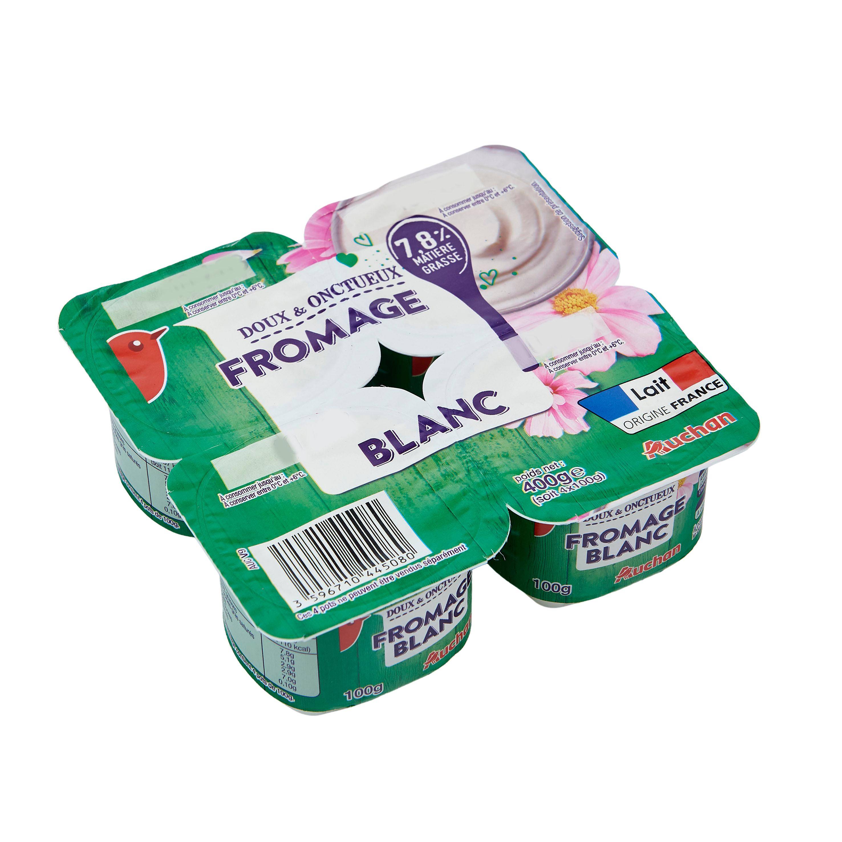 Voir la diapositive 3 : AUCHAN Fromage blanc 7.8%MG 4x100g