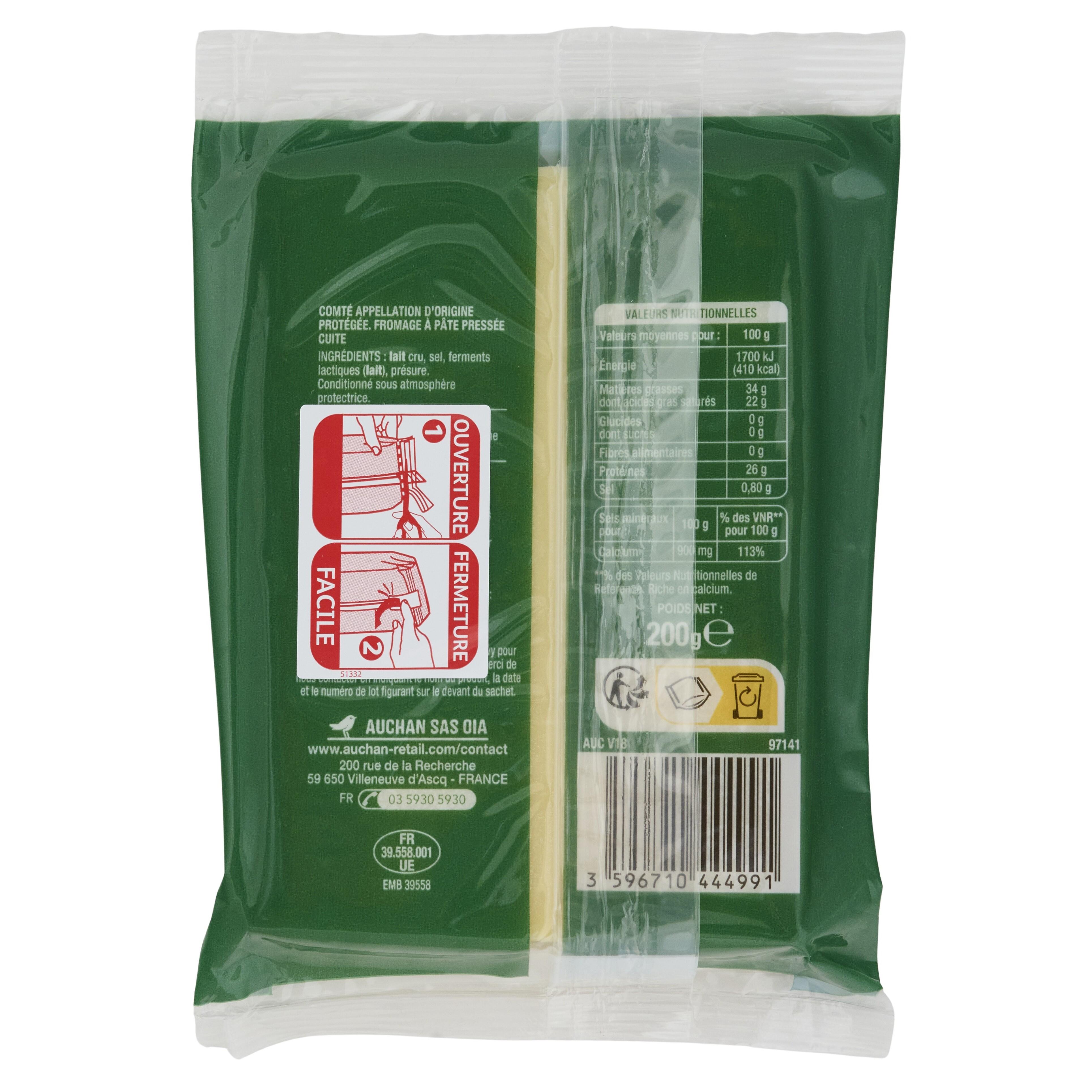 Voir la diapositive 2 : AUCHAN Comté en bloc AOP 200g